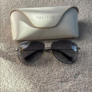 Valentino Silver Sunglasses Aviator Style